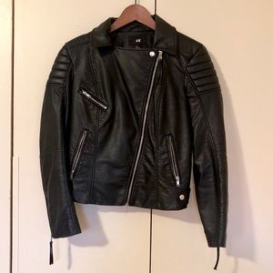Vegan leather motorcycle jacket